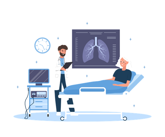 Pulmonologist Telling About Lungs Care  Illustration
