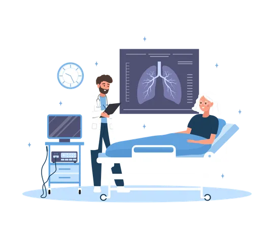 Pulmonologist Telling About Lungs Care  Illustration