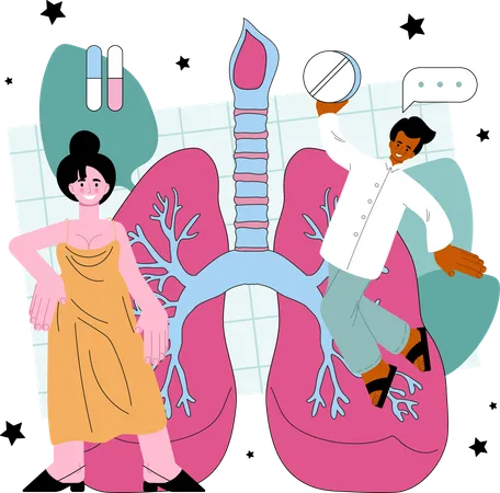 Pulmonologist Web Banner Or Landing Page Pulmonary System Examination Diagnosis And Medical Treatment Lungs Diseases Prevention Flat Vector Illustration Illustration