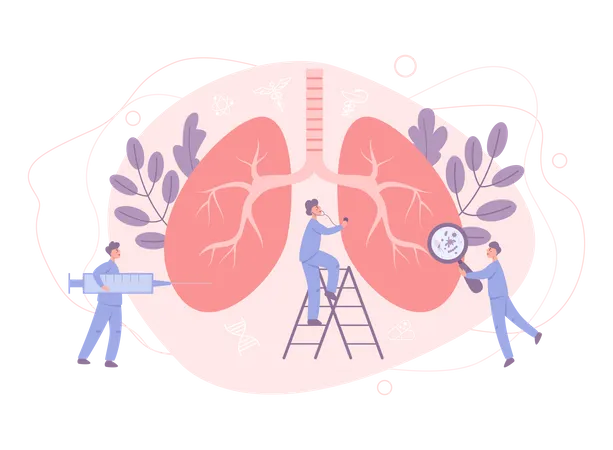 Pulmonology Concept Lungs Disease Examination And Treatment Respiratory System Check Up And Health Internal Organ Inspection Isolated Vector Illustration In Cartoon Style Illustration