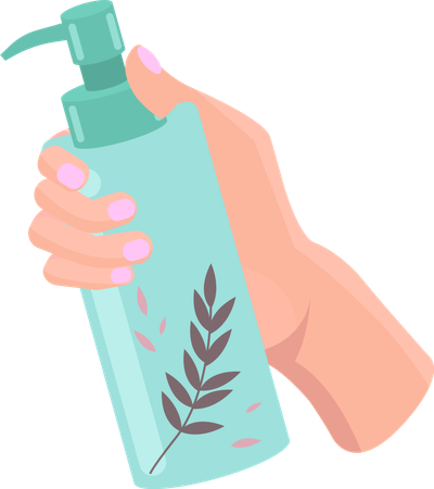 Pump bottle with substance for skin care  イラスト