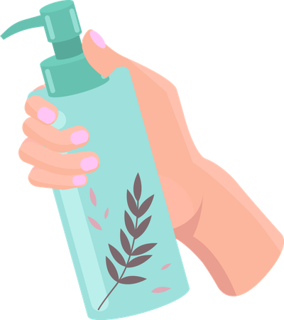 Pump bottle with substance for skin care  Illustration