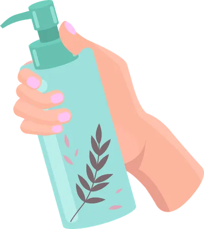 Pump bottle with substance for skin care  Illustration