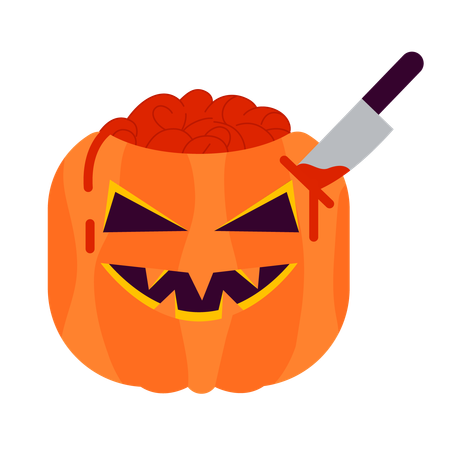 Pumpkin and knife  Illustration