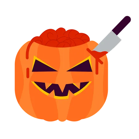 Pumpkin and knife  Illustration