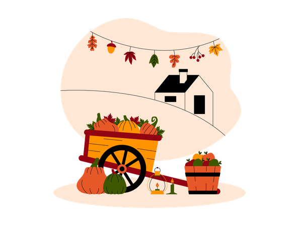 Pumpkin cart  Illustration