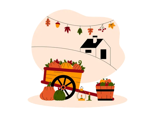 Pumpkin cart  Illustration