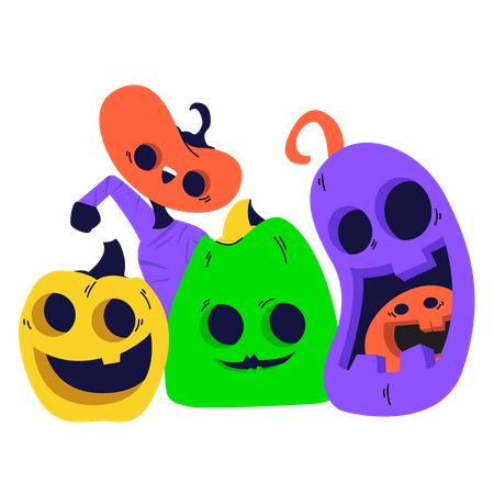 Pumpkin Friends Illustration
