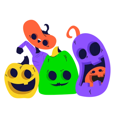 Pumpkin Friends  Illustration