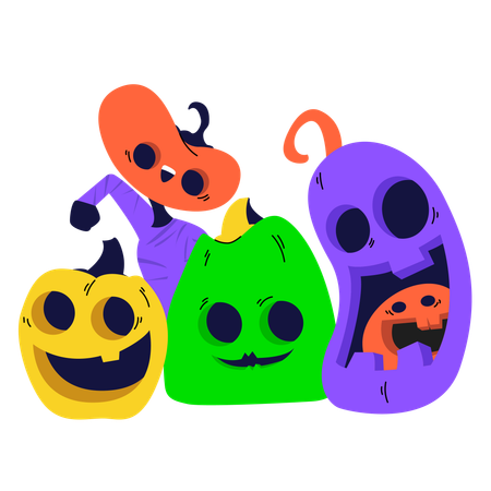 Pumpkin Friends  Illustration