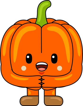 Pumpkin Mascot Character  Illustration