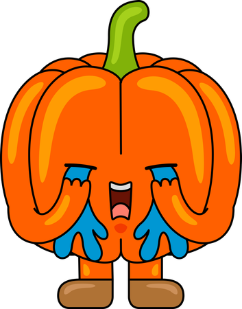 Pumpkin Mascot crying  Illustration