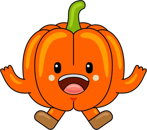 Pumpkin Mascot jumping in air  Illustration