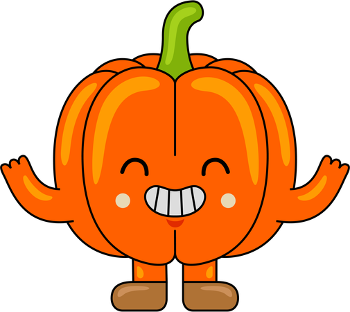 Pumpkin Mascot raising hands  Illustration