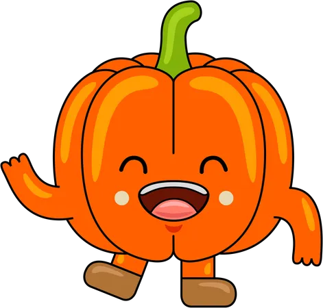 Pumpkin Mascot waiving hand  Illustration