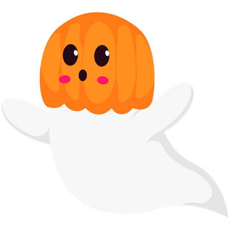 Pumpkin Mask Ghost  Illustration