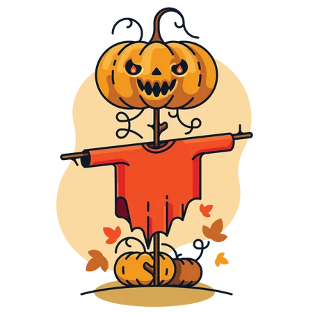 Pumpkin Scarecrow Illustration