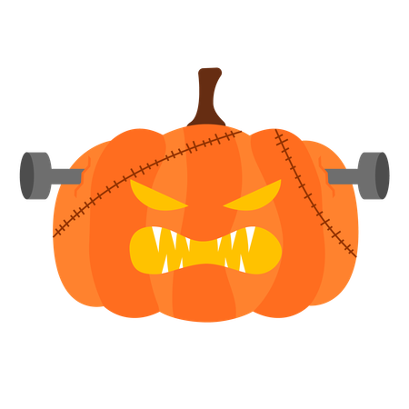 Pumpkin with iron nails  Illustration