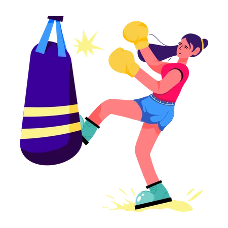 Punch Workout Flat Illustration Design Illustration