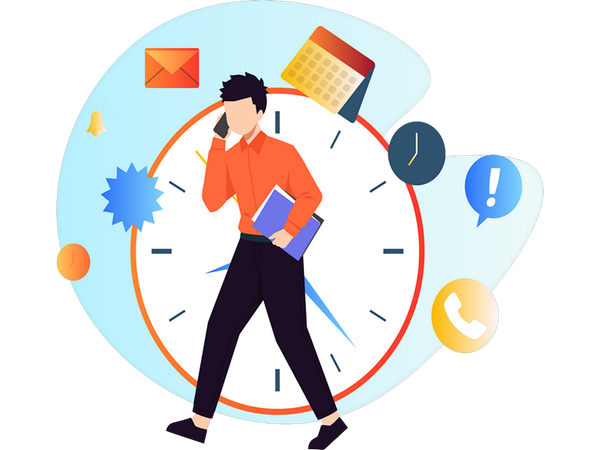 Punctual man working on time  Illustration