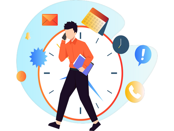 Punctual man working on time  Illustration