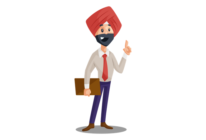 Punjabi businessman holding a file in hand  Illustration