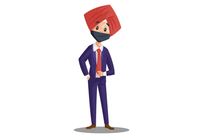 Punjabi businessman standing in style Illustration