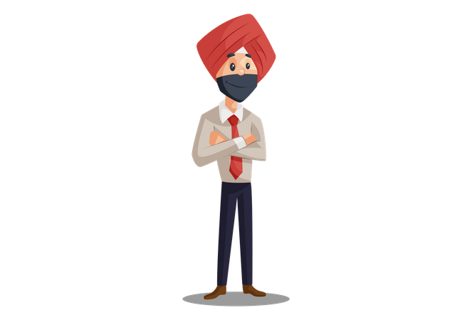 Punjabi businessman standing with crossed arms Illustration