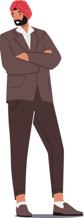 Punjabi businessman standing with crossed arms  Illustration