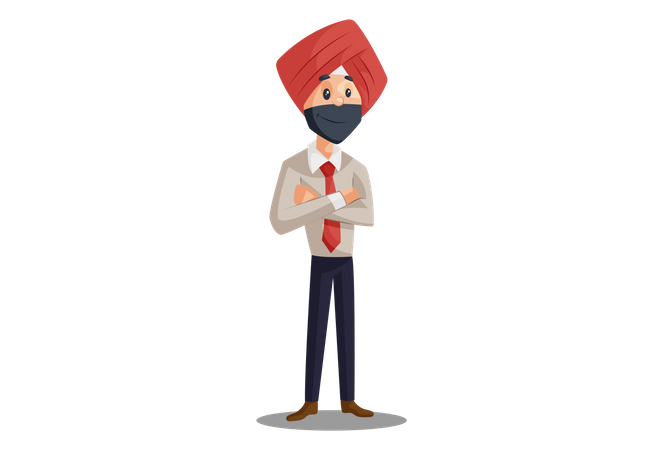 Punjabi businessman standing with crossed arms  Illustration