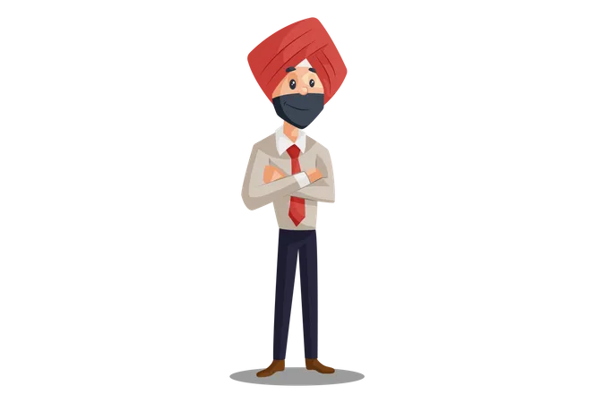 Punjabi businessman standing with crossed arms  Illustration