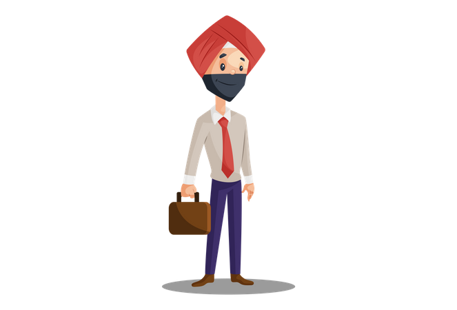 Punjabi businessman with the briefcase  Illustration