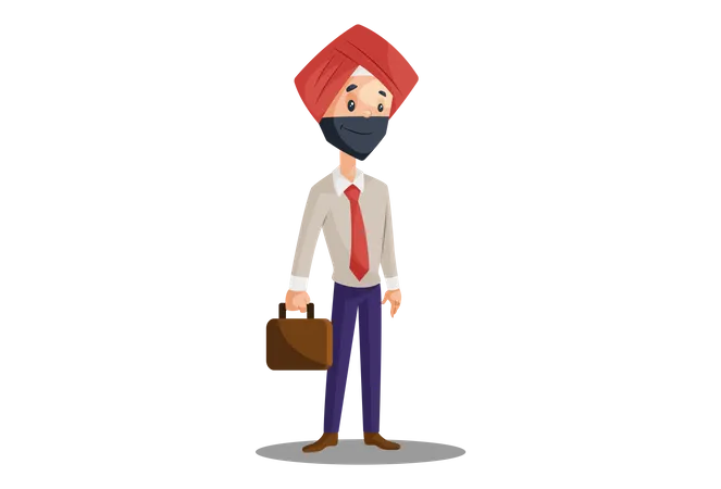 Punjabi businessman with the briefcase  Illustration