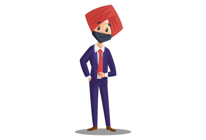 Empresário Punjabi em pé com estilo  Ilustração