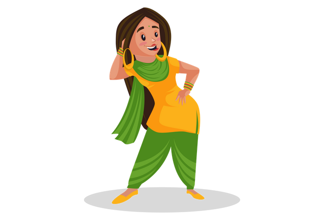 Punjabi girl dancing Illustration