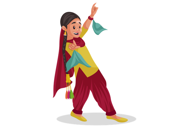 Punjabi girl dancing  Illustration