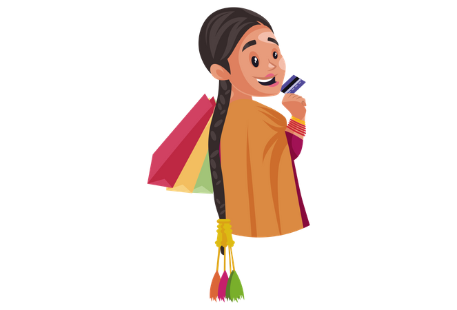 Punjabi girl doing shopping  Illustration