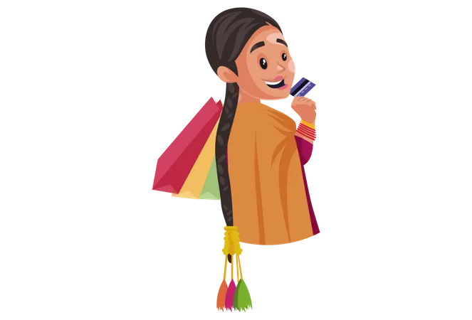 Punjabi girl doing shopping  Illustration