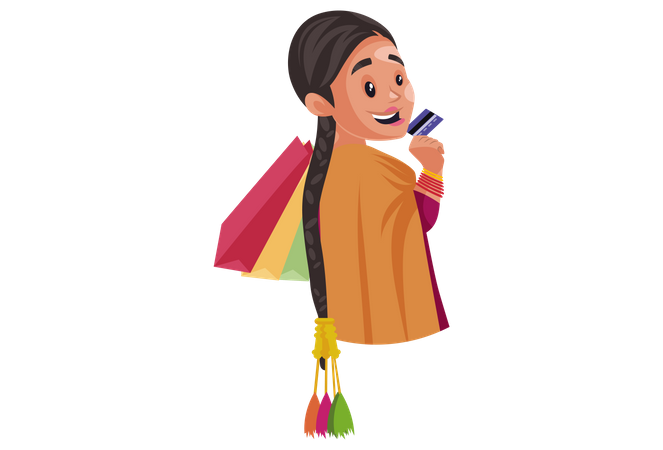 Punjabi girl doing shopping  Illustration