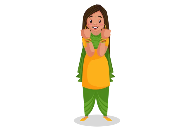 Punjabi girl showing her bangles  Illustration