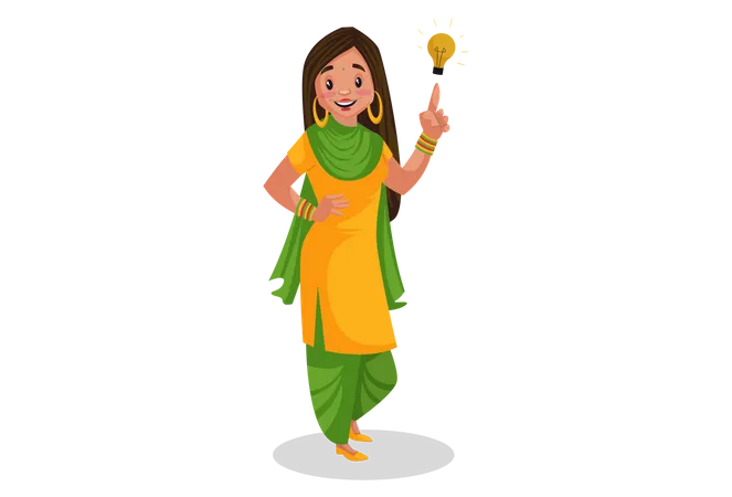 Punjabi girl with an idea Illustration