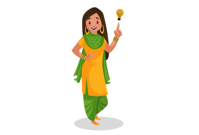 Punjabi girl with an idea  Illustration