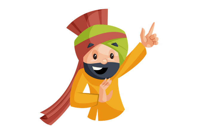 Hombre punjabi con cara sonriente  Ilustración