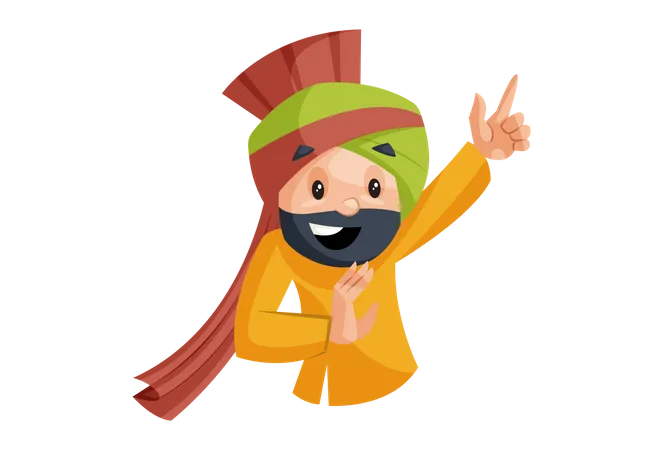 Hombre punjabi con cara sonriente  Ilustración