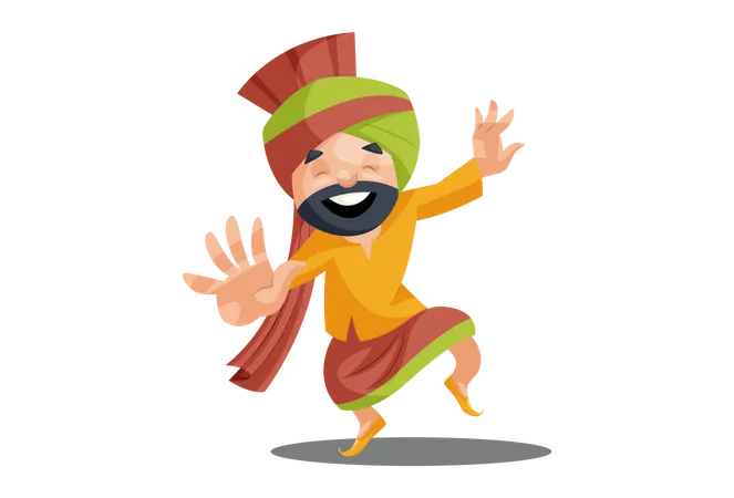 Homem punjabi dançando  Ilustração