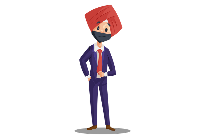 Homme d'affaires punjabi debout avec style  Illustration