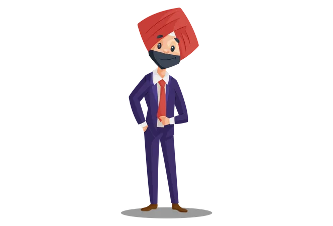 Homme d'affaires punjabi debout avec style  Illustration