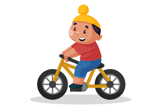Punjabi kid Riding Cycle Illustration