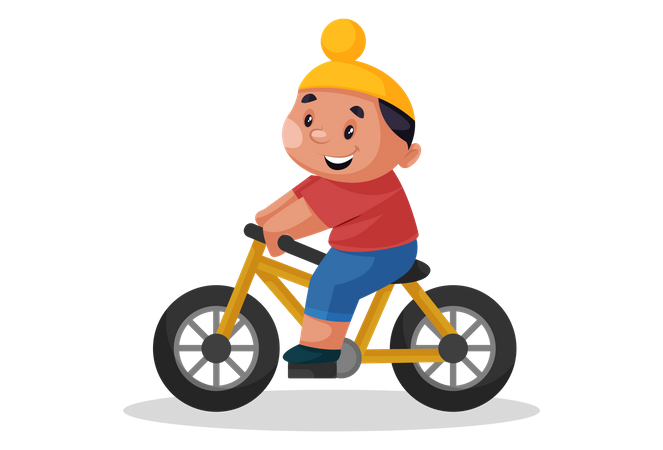 Punjabi kid Riding Cycle  Illustration