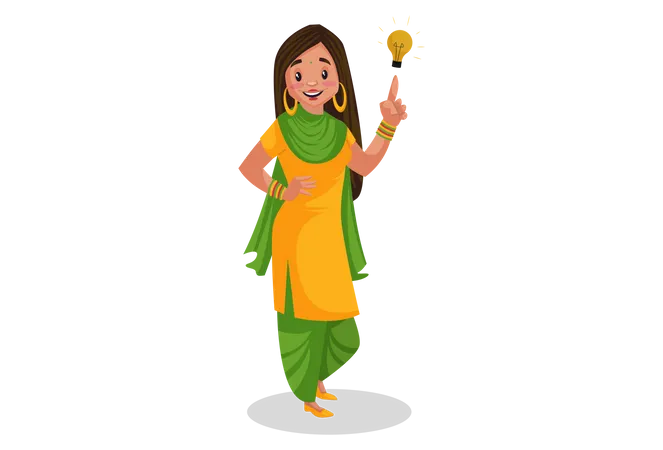 Punjabi-Mädchen mit einer Idee  Illustration